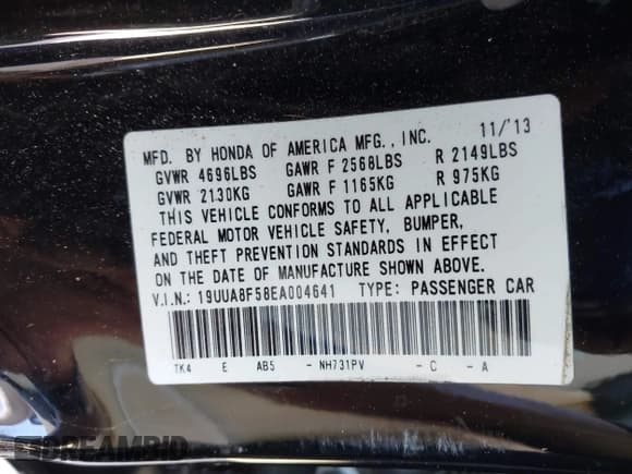 ✅ 2014 Acura TL Technology • VIN: 19UUA8F58EA004641 • Лот: 42061148. Опубликован ранее на IAAI с пробегом 71 003 миль. Бесплатный доступ к архиву аукционных продаж из США и подробный отчёт об истории автомобиля на DreamBid. Изображение 9.