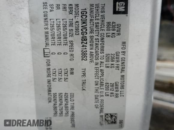 ✅ 2011 Chevrolet Silverado 2500HD Work Truck • VIN: 1GC0KVCG4BZ413862 • Lot: 59756605. Wystawiony na Copart z przebiegiem 162 274 mil. Bezpłatny archiwum sprzedaży aukcyjnych z USA i szczegółowy raport historii pojazdu na DreamBid. Zdjęcie 12.