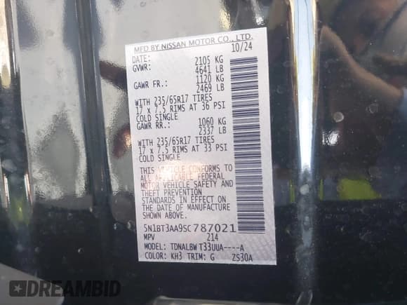 ✅ 2025 Nissan Rogue S • VIN: 5N1BT3AA9SC787021 • Лот: 42552304. Опубликован ранее на IAAI с пробегом 1 903 миль. Бесплатный доступ к архиву аукционных продаж из США и подробный отчёт об истории автомобиля на DreamBid. Изображение 9.