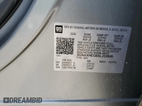 ✅ 2025 Chevrolet Equinox FWD LT • VIN: 3GNAXHEG6SL219949 • Lot: 65728065. Wystawiony na Copart z przebiegiem 13 362 mil. Bezpłatny archiwum sprzedaży aukcyjnych z USA i szczegółowy raport historii pojazdu na DreamBid. Zdjęcie 13.