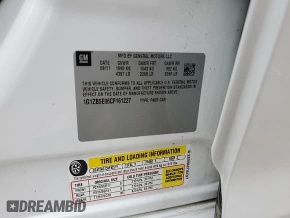 ✅ 2012 Chevrolet Malibu 1LS • VIN: 1G1ZB5E06CF161227 • Лот: 59574195. Опубликован ранее на Copart с пробегом Не указан. Бесплатный доступ к архиву аукционных продаж из США и подробный отчёт об истории автомобиля на DreamBid. Изображение 12.