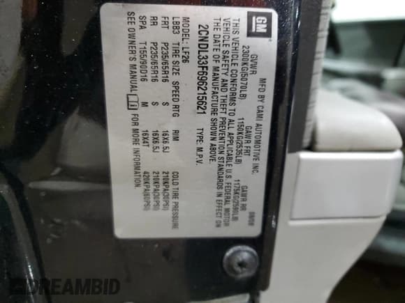 ✅ 2009 Chevrolet Equinox 1LT • VIN: 2CNDL33F696215621 • Лот: 85522034. Опубликован ранее на Copart с пробегом 124 419 миль. Бесплатный доступ к архиву аукционных продаж из США и подробный отчёт об истории автомобиля на DreamBid. Изображение 13.