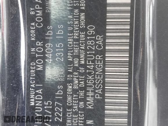 ✅ 2015 Hyundai Genesis Coupe Ultimate • VIN: KMHHU6KJ4FU128190 • Lot: 85854255. Listed on Copart with 101,608 mi. Free auction sales archive from the USA and detailed vehicle history report at DreamBid. Image 13.