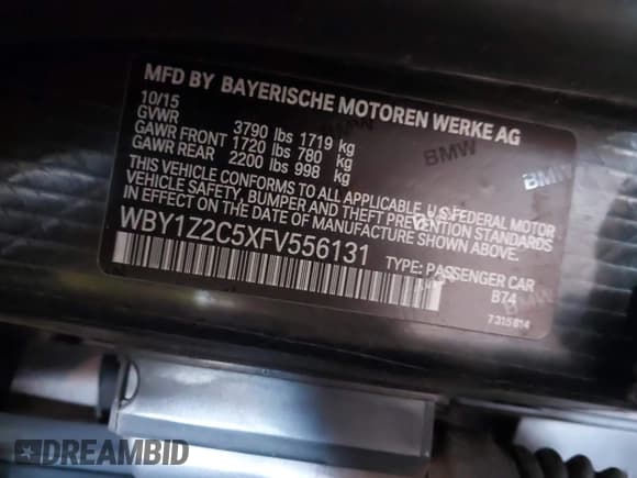 ✅ 2015 BMW i3 • VIN: WBY1Z2C5XFV556131 • Lot: 42050070. Wystawiony na IAAI z przebiegiem 60 889 mil. Bezpłatny archiwum sprzedaży aukcyjnych z USA i szczegółowy raport historii pojazdu na DreamBid. Zdjęcie 9.