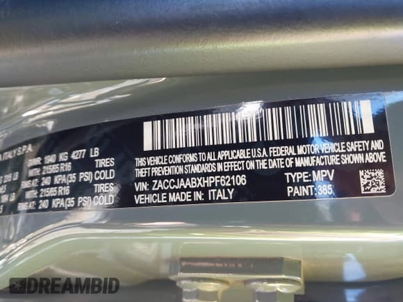 ✅ 2017 Jeep Renegade Sport • VIN: ZACCJAABXHPF62106 • Lot: 43614988. Wystawiony na IAAI z przebiegiem 111 019 mil. Bezpłatny archiwum sprzedaży aukcyjnych z USA i szczegółowy raport historii pojazdu na DreamBid. Zdjęcie 9.