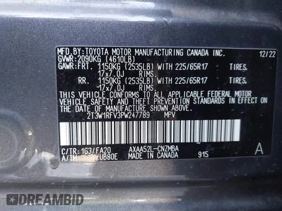 ✅ 2023 Toyota RAV4 XLE • VIN: 2T3W1RFV3PW247789 • Lot: 43631766. Wystawiony na IAAI z przebiegiem 41 846 mil. Bezpłatny archiwum sprzedaży aukcyjnych z USA i szczegółowy raport historii pojazdu na DreamBid. Zdjęcie 9.