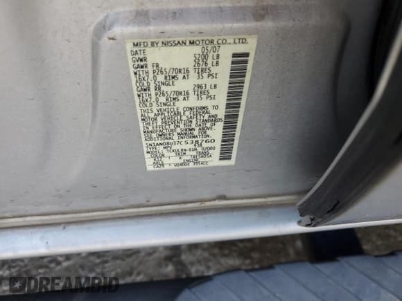 ✅ 2007 Nissan Xterra SE • VIN: 5N1AN08U37C538760 • Lot: 63064925. Wystawiony na Copart z przebiegiem 195 862 mil. Bezpłatny archiwum sprzedaży aukcyjnych z USA i szczegółowy raport historii pojazdu na DreamBid. Zdjęcie 12.