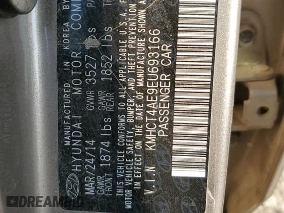 ✅ 2014 Hyundai Accent GLS • VIN: KMHCT4AE9EU693166 • Lot: 80681575. Listed on Copart with 211,095 mi. Free auction sales archive from the USA and detailed vehicle history report at DreamBid. Image 12.