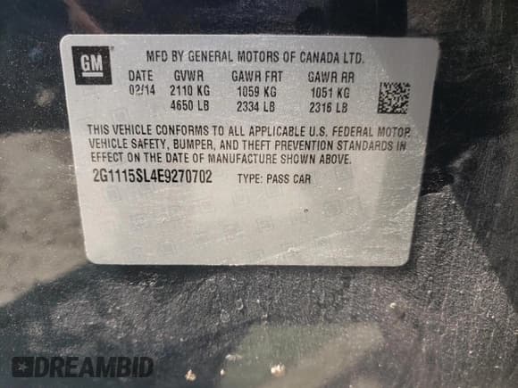 ✅ 2014 Chevrolet Impala LT • VIN: 2G1115SL4E9270702 • Лот: 71094284. Опубликован ранее на Copart с пробегом 241 372 миль. Бесплатный доступ к архиву аукционных продаж из США и подробный отчёт об истории автомобиля на DreamBid. Изображение 12.