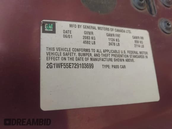✅ 2002 Chevrolet Impala • VIN: 2G1WF55E729103699 • Lot: 42301847. Wystawiony na IAAI z przebiegiem 377 306 mil. Bezpłatny archiwum sprzedaży aukcyjnych z USA i szczegółowy raport historii pojazdu na DreamBid. Zdjęcie 9.