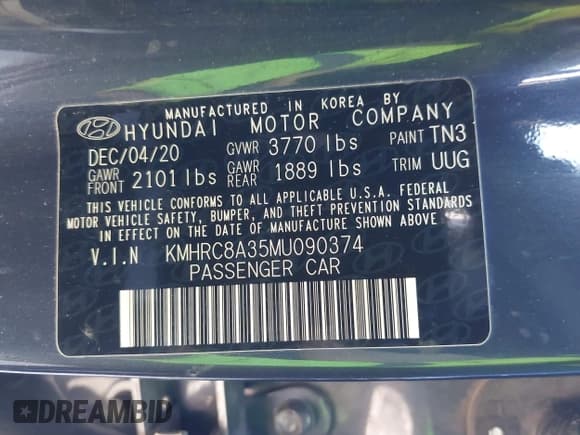 ✅ 2021 Hyundai Venue SEL • VIN: KMHRC8A35MU090374 • Lot: 43412308. Listed on IAAI with 75,390 mi. Free auction sales archive from the USA and detailed vehicle history report at DreamBid. Image 9.