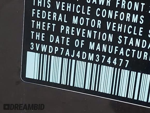 ✅ 2013 Volkswagen Jetta SE • VIN: 3VWDP7AJ4DM374477 • Lot: 43720472. Listed on IAAI with 151,635 mi. Free auction sales archive from the USA and detailed vehicle history report at DreamBid. Image 9.