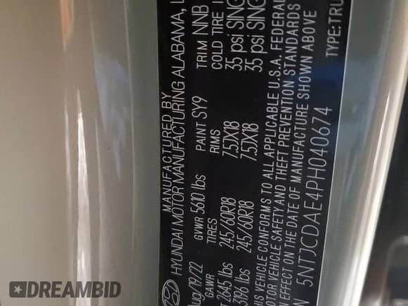 2023 Hyundai Santa Cruz SEL с VIN 5NTJCDAE4PH040674, выставлен на аукционе Copart как лот 88419685 с пробегом 6 662 миль миль и Списание • Salvage title. История ставок и продаж доступна на DreamBid. Изображение 12.