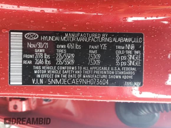 ✅ 2022 Hyundai Tucson Limited • VIN: 5NMJECAE9NH073604 • Lot: 50447813. Wystawiony na Copart z przebiegiem 7 515 mil. Bezpłatny archiwum sprzedaży aukcyjnych z USA i szczegółowy raport historii pojazdu na DreamBid. Zdjęcie 13.