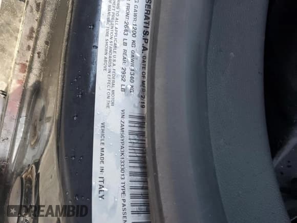 ✅ 2019 Maserati Quattroporte S • VIN: ZAM56YPA3K1333013 • Лот: 63873005. Опубликован ранее на Copart с пробегом 57 678 миль. Бесплатный доступ к архиву аукционных продаж из США и подробный отчёт об истории автомобиля на DreamBid. Изображение 12.