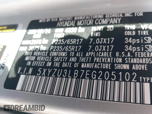 ✅ 2014 Hyundai Santa Fe • VIN: 5XYZU3LB7EG205102 • Lot: 43657537. Wystawiony na IAAI z przebiegiem 142 689 mil. Bezpłatny archiwum sprzedaży aukcyjnych z USA i szczegółowy raport historii pojazdu na DreamBid. Zdjęcie 9.