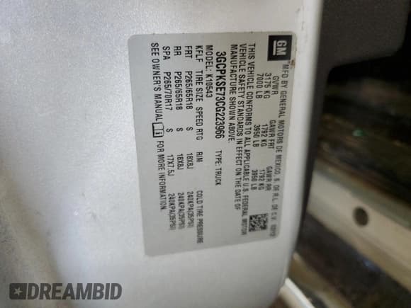 ✅ 2012 Chevrolet Silverado 1500 LT • VIN: 3GCPKSE73CG223966 • Lot: 66363254. Listed on Copart with 234,954 mi. Free auction sales archive from the USA and detailed vehicle history report at DreamBid. Image 14.