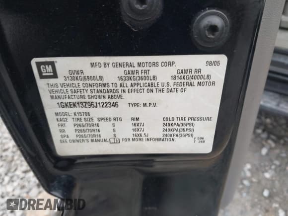 ✅ 2006 GMC Yukon SLT • VIN: 1GKEK13Z96J122346 • Lot: 43828300. Wystawiony na IAAI z przebiegiem 279 740 mil. Bezpłatny archiwum sprzedaży aukcyjnych z USA i szczegółowy raport historii pojazdu na DreamBid. Zdjęcie 9.