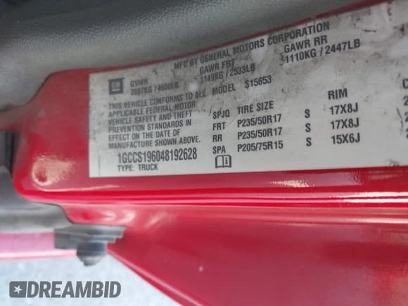 ✅ 2004 Chevrolet Colorado LS ZQ8 • VIN: 1GCCS196048192628 • Лот: 41891759. Опубликован ранее на IAAI с пробегом 199 102 миль. Бесплатный доступ к архиву аукционных продаж из США и подробный отчёт об истории автомобиля на DreamBid. Изображение 9.