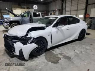 2023 Lexus IS 350 F Sport with VIN JTHGZ1E21P5028051, listed as a Copart auction lot 82171355 with 25,795 mi miles and Salvage title. Bid and sale history available at DreamBid. Image 1.