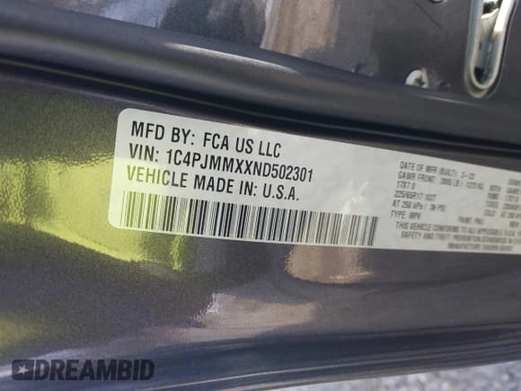 ✅ 2022 Jeep Cherokee Latitude Lux • VIN: 1C4PJMMXXND502301 • Лот: 41584921. Опубликован ранее на IAAI с пробегом 39 934 миль. Бесплатный доступ к архиву аукционных продаж из США и подробный отчёт об истории автомобиля на DreamBid. Изображение 9.