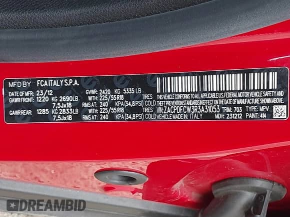 2024 Dodge Hornet R/T with VIN ZACPDFCW3R3A31053, listed as a IAAI auction lot 41910528 with 12,072 mi miles and . Bid and sale history available at DreamBid. Image 9.