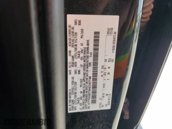 ✅ 2017 Ford F-250 Lariat • VIN: 1FT7W2BT5HED67748 • Lot: 86181745. Listed on Copart with 177,973 mi. Free auction sales archive from the USA and detailed vehicle history report at DreamBid. Image 13.