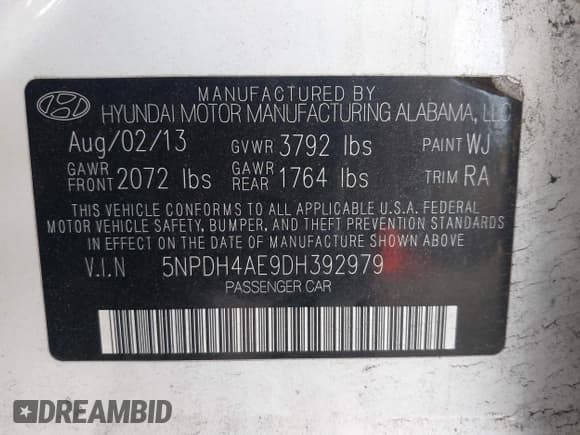 ✅ 2013 Hyundai Elantra GLS • VIN: 5NPDH4AE9DH392979 • Lot: 42394974. Listed on IAAI with 69,077 mi. Free auction sales archive from the USA and detailed vehicle history report at DreamBid. Image 9.
