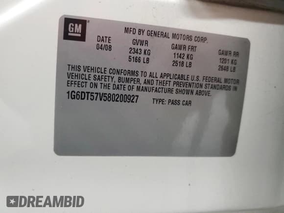 ✅ 2008 Cadillac CTS AWD • VIN: 1G6DT57V580200927 • Lot: 91738295. Listed on Copart with 165,777 mi. Free auction sales archive from the USA and detailed vehicle history report at DreamBid. Image 12.