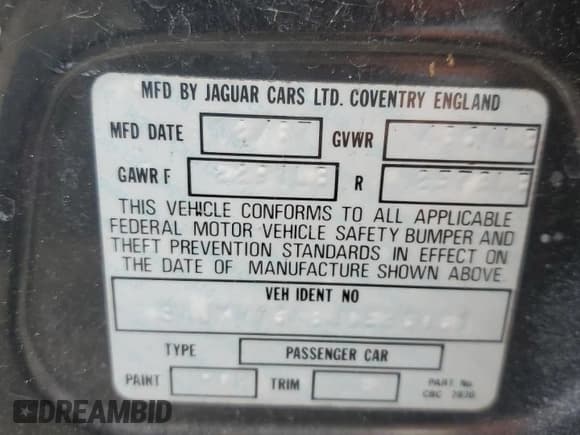 ✅ 1988 Jaguar XJ • VIN: SAJKV1648JC536061 • Lot: 75430264. Wystawiony na Copart z przebiegiem Nie podano. Bezpłatny archiwum sprzedaży aukcyjnych z USA i szczegółowy raport historii pojazdu na DreamBid. Zdjęcie 13.