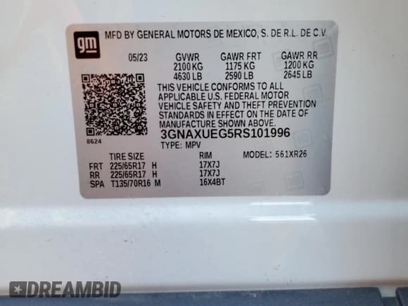 ✅ 2024 Chevrolet Equinox LT • VIN: 3GNAXUEG5RS101996 • Lot: 91062645. Listed on Copart with 22,505 mi. Free auction sales archive from the USA and detailed vehicle history report at DreamBid. Image 13.