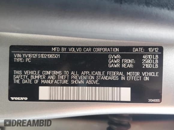 ✅ 2013 Volvo S60 T5 Premier • VIN: YV1612FS1D2196501 • Лот: 92909675. Опубликован ранее на Copart с пробегом 58 826 миль. Бесплатный доступ к архиву аукционных продаж из США и подробный отчёт об истории автомобиля на DreamBid. Изображение 12.