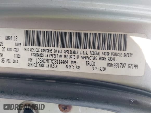 ✅ 2012 Ram 1500 Sport • VIN: 1C6RD7MTXCS114404 • Lot: 42382230. Listed on IAAI with 192,326 mi. Free auction sales archive from the USA and detailed vehicle history report at DreamBid. Image 9.