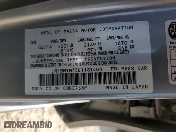 ✅ 2014 Mazda 3 i Grand Touring • VIN: JM1BM1M75E1181480 • Lot: 86887575. Listed on Copart with 36,983 mi. Free auction sales archive from the USA and detailed vehicle history report at DreamBid. Image 12.