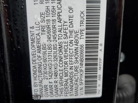 ✅ 2022 Honda Ridgeline Sport • VIN: 5FPYK3F14NB006656 • Lot: 55895635. Listed on Copart with 61,689 mi. Free auction sales archive from the USA and detailed vehicle history report at DreamBid. Image 12.