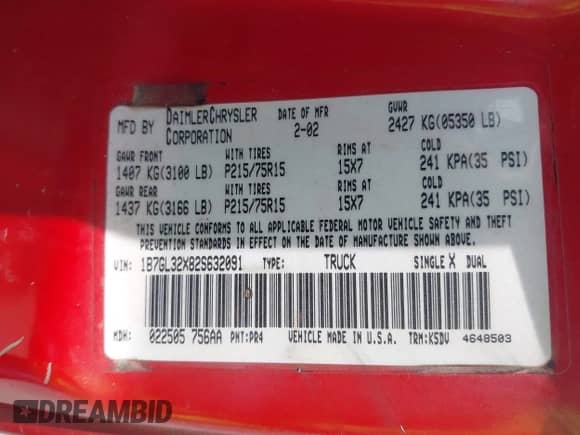 2002 Dodge Dakota Sport z VIN 1B7GL32X82S632091, wystawiony jako IAAI lot #42091290 z przebiegiem 206 721 mil mil oraz . Historia ofert i sprzedaży dostępna na DreamBid. Obrazek 9.