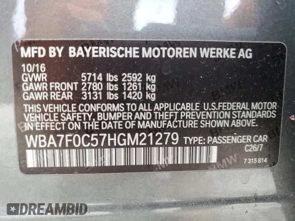 ✅ 2017 BMW 7 Series 750i • VIN: WBA7F0C57HGM21279 • Lot: 90692325. Wystawiony na Copart z przebiegiem 122 955 mil. Bezpłatny archiwum sprzedaży aukcyjnych z USA i szczegółowy raport historii pojazdu na DreamBid. Zdjęcie 12.