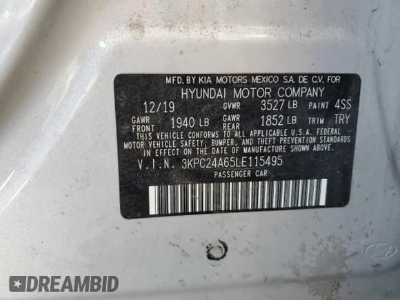 ✅ 2020 Hyundai Accent SE • VIN: 3KPC24A65LE115495 • Лот: 88401105. Опубликован ранее на Copart с пробегом 112 784 миль. Бесплатный доступ к архиву аукционных продаж из США и подробный отчёт об истории автомобиля на DreamBid. Изображение 12.