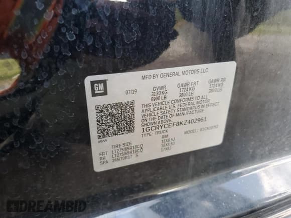 ✅ 2019 Chevrolet Silverado 1500 Custom Trail Boss • VIN: 1GCRYCEF8KZ402961 • Lot: 83939115. Wystawiony na Copart z przebiegiem 87 615 mil. Bezpłatny archiwum sprzedaży aukcyjnych z USA i szczegółowy raport historii pojazdu na DreamBid. Zdjęcie 12.