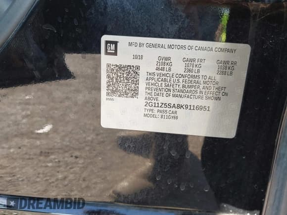 ✅ 2019 Chevrolet Impala LT • VIN: 2G11Z5SA8K9116951 • Лот: 43377582. Опубликован ранее на IAAI с пробегом 94 844 миль. Бесплатный доступ к архиву аукционных продаж из США и подробный отчёт об истории автомобиля на DreamBid. Изображение 9.