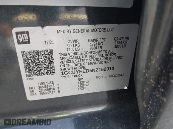 ✅ 2022 Chevrolet Silverado 1500 RST • VIN: 1GCUYEED5NZ162910 • Лот: 42826868. Опубликован ранее на IAAI с пробегом 93 647 миль. Бесплатный доступ к архиву аукционных продаж из США и подробный отчёт об истории автомобиля на DreamBid. Изображение 9.