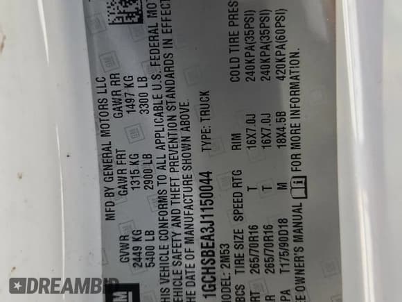 ✅ 2018 Chevrolet Colorado 2WD Work Truck • VIN: 1GCHSBEA3J1150044 • Lot: 86992495. Wystawiony na Copart z przebiegiem Nie podano. Bezpłatny archiwum sprzedaży aukcyjnych z USA i szczegółowy raport historii pojazdu na DreamBid. Zdjęcie 12.