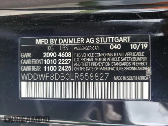 ✅ 2020 Mercedes-Benz C 300 • VIN: WDDWF8DB0LR558827 • Lot: 61656885. Listed on Copart with 76,117 mi. Free auction sales archive from the USA and detailed vehicle history report at DreamBid. Image 12.