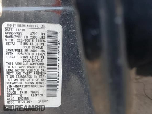 ✅ 2019 Nissan Rogue SV • VIN: JN8AT2MV1KW388647 • Лот: 87380015. Опубликован ранее на Copart с пробегом 115 917 миль. Бесплатный доступ к архиву аукционных продаж из США и подробный отчёт об истории автомобиля на DreamBid. Изображение 14.