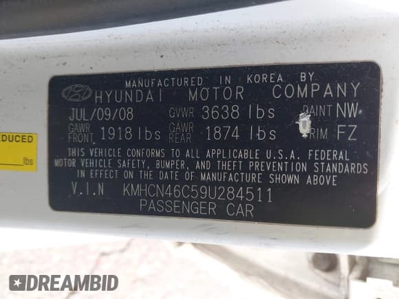 ✅ 2009 Hyundai Accent Auto GLS • VIN: KMHCN46C59U284511 • Лот: 42361291. Опубликован ранее на IAAI с пробегом 133 610 миль. Бесплатный доступ к архиву аукционных продаж из США и подробный отчёт об истории автомобиля на DreamBid. Изображение 9.