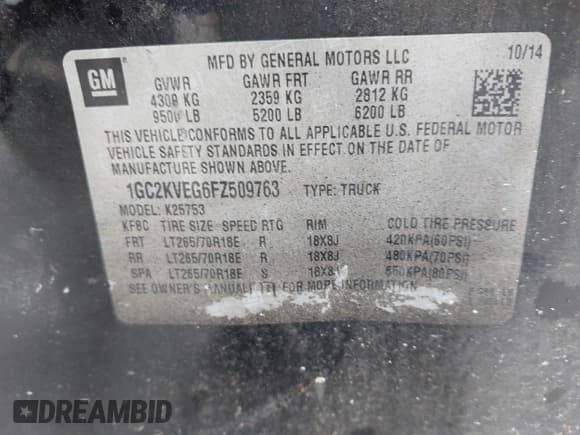 ✅ 2015 Chevrolet Silverado 2500HD LT • VIN: 1GC2KVEG6FZ509763 • Lot: 42538078. Wystawiony na IAAI z przebiegiem 143 756 mil. Bezpłatny archiwum sprzedaży aukcyjnych z USA i szczegółowy raport historii pojazdu na DreamBid. Zdjęcie 9.
