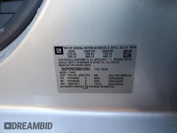 2014 Chevrolet Silverado 1500 LT с VIN 3GCPCREC3EG510360, выставлен на аукционе Copart как лот 43526355 с пробегом 207 870 миль миль и Списание • Salvage title. История ставок и продаж доступна на DreamBid. Изображение 12.