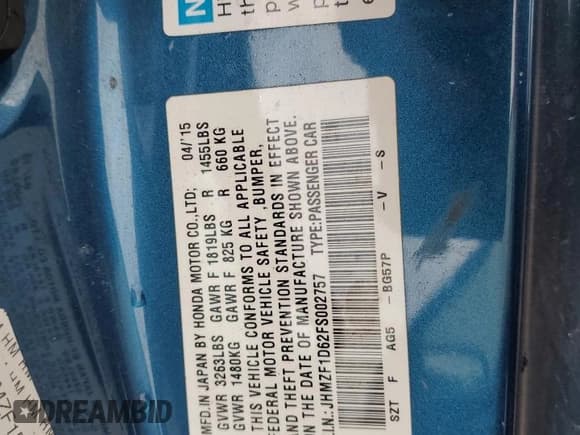 ✅ 2015 Honda CR-Z EX • VIN: JHMZF1D62FS002757 • Лот: 87387945. Опубликован ранее на Copart с пробегом 92 030 миль. Бесплатный доступ к архиву аукционных продаж из США и подробный отчёт об истории автомобиля на DreamBid. Изображение 12.