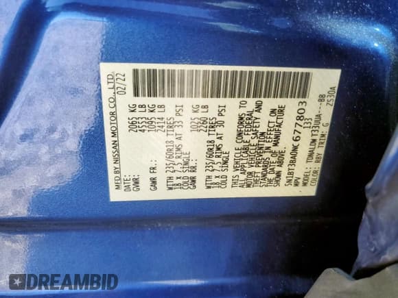 ✅ 2022 Nissan Rogue SV • VIN: 5N1BT3BA0NC677803 • Lot: 86517355. Wystawiony na Copart z przebiegiem 45 875 mil. Bezpłatny archiwum sprzedaży aukcyjnych z USA i szczegółowy raport historii pojazdu na DreamBid. Zdjęcie 13.