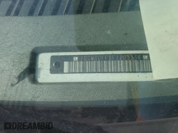 ✅ 2015 Chevrolet Express Cargo • VIN: 1GCWGGFF8F1103356 • Lot: 49978105. Listed on Copart with Not provided. Free auction sales archive from the USA and detailed vehicle history report at DreamBid. Image 12.